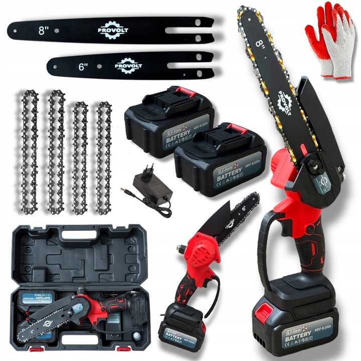 PIŁA ŁAŃCUCHOWA BEZSZCZOTKOWA AKUMULATOROWA PILARKA 6" + 8" CALI 2 AKU