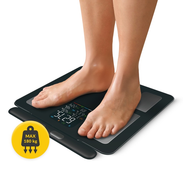WAGA ŁAZIENKOWA ANALITYCZNA ELEKTRONICZNA POMIAR TŁUSZCZU BMI SZKLANA SMART