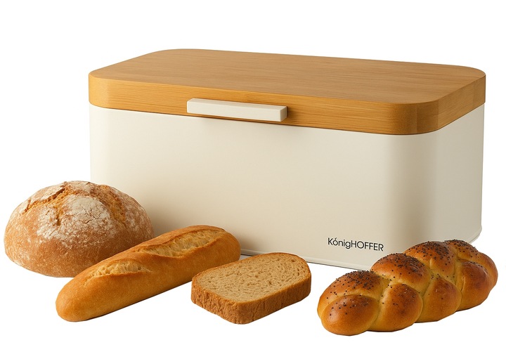 CHLEBAK STALOWY Pokrywa BAMBUSOWA POJEMNIK na PIECZYWO CHLEB BUŁKI