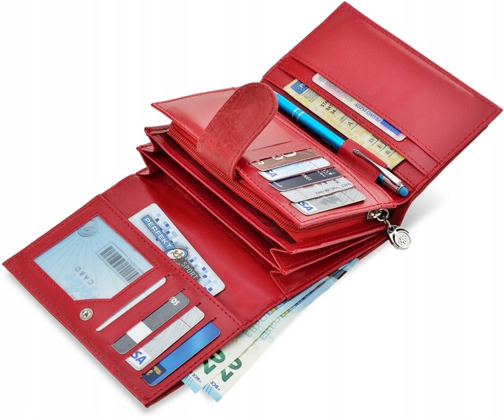 PORTFEL Damski PORTMONETKA Z SUWAKIEM SKÓRZANA Klasyczna NA ZAMEK KOLORY