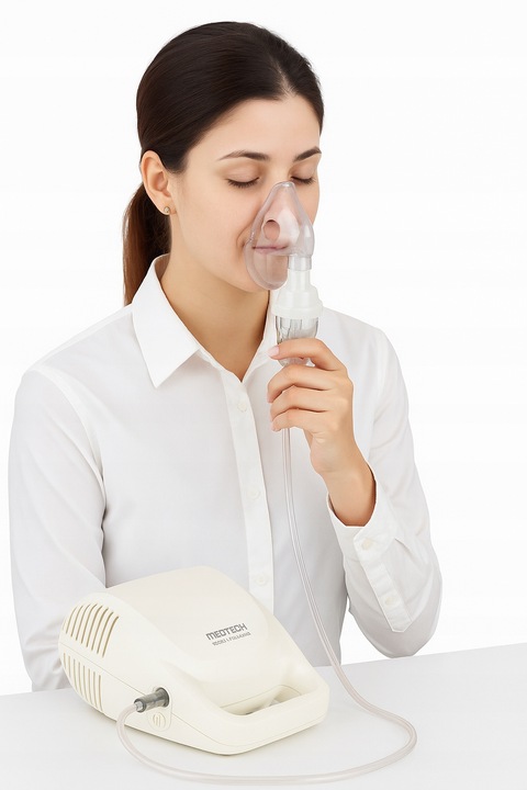 INHALATOR TŁOKOWY DLA DZIECI DOROSŁYCH NEBULIZATOR INHALACJA MASKA CICHY