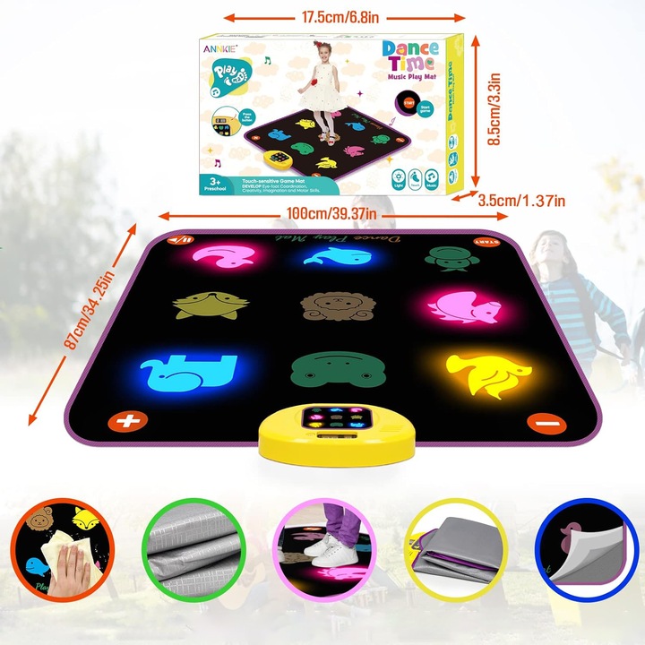 MATA DO TAŃCA DLA DZIECI Z BLUETOOTH 5 TRYBÓW GRY MUZYCZNA MATA TANECZNA