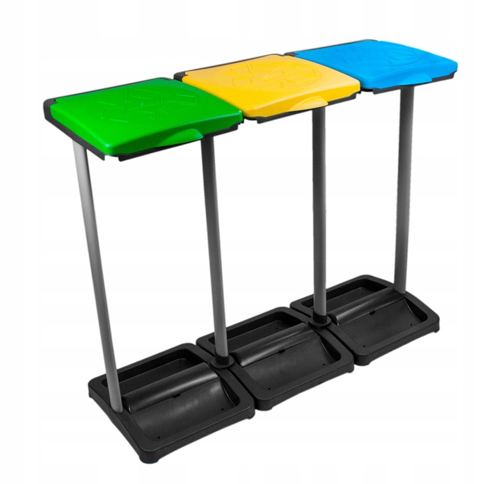 KOSZ STOJAK NA WORKI DO SEGREGACJI ŚMIECI 3 STANOWISKA KOSZ NA ŚMIECI 360L