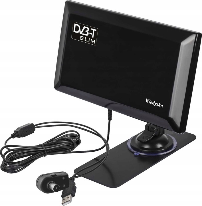 ANTENA TV KOMPAKTOWA DVB-T2 DAB POKOJOWA SLIM USB
