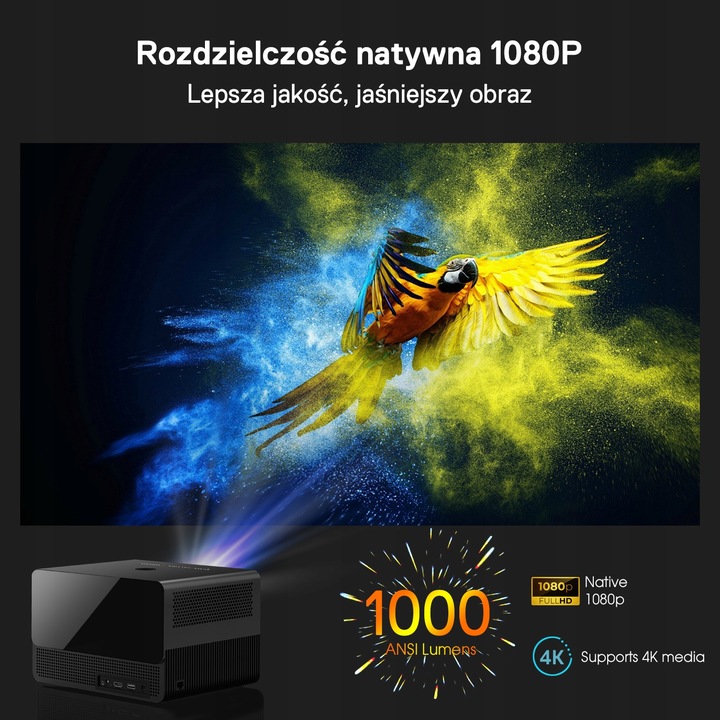 RZUTNIK PROJEKTOR LED AUTOFOCUS ANDROID TV 11 4K FULL HD WIFI PILOT BT