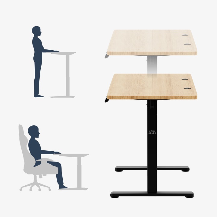 Biurko regulowane elektryczne MARK ADLER drewno dąb komputerowe 120x60