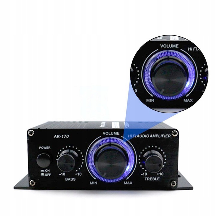 Mini Wzmacniacz Mocy HiFi AK170 2x200W | STEREO | Aluminium | Audio
