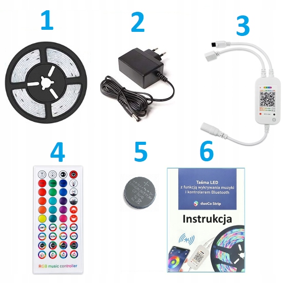 Taśma LED 6M RGB 5050 Bluetooth APLIKACJA MOBILNA Pilot Czujnik Muzyki