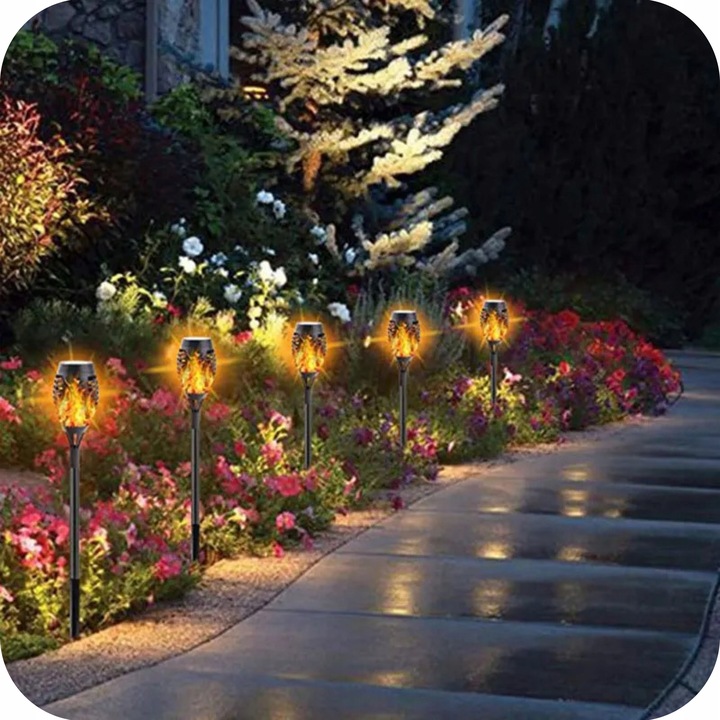 LAMPA SOLARNA POCHODNIA LAMPKI SOLARNE DO OGRODU OGRODOWE LED 4 SZTUKI