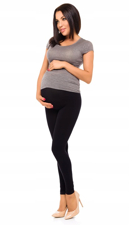 BEZSZWOWE Leginsy CIĄŻOWE ocieplane Legginsy spodnie z WYSOKIM STANEM