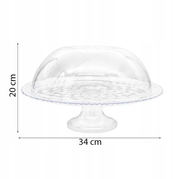 PATERA JEDNOPOZIOMOWA Z KLOSZEM 34CM NA CIASTO CIASTKA OWOCE TACA OSŁONKA