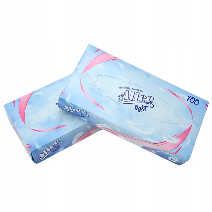 CHUSTECZKI HIGIENICZNE Alice 12x 100 sztuk 2W CELULOZA WYCIĄGANE W PUDEŁKU