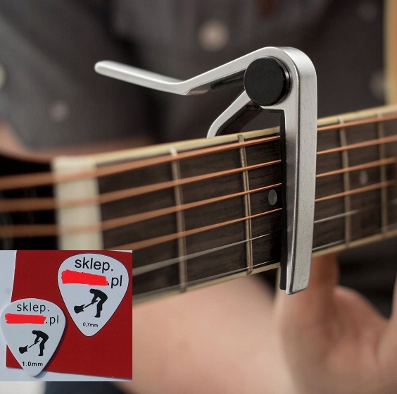 KAPODASTER GITARY AKUSTYCZNEJ KLASYCZNEJ ELEKTRYCZNEJ KAPO CAPO + KOSTKA