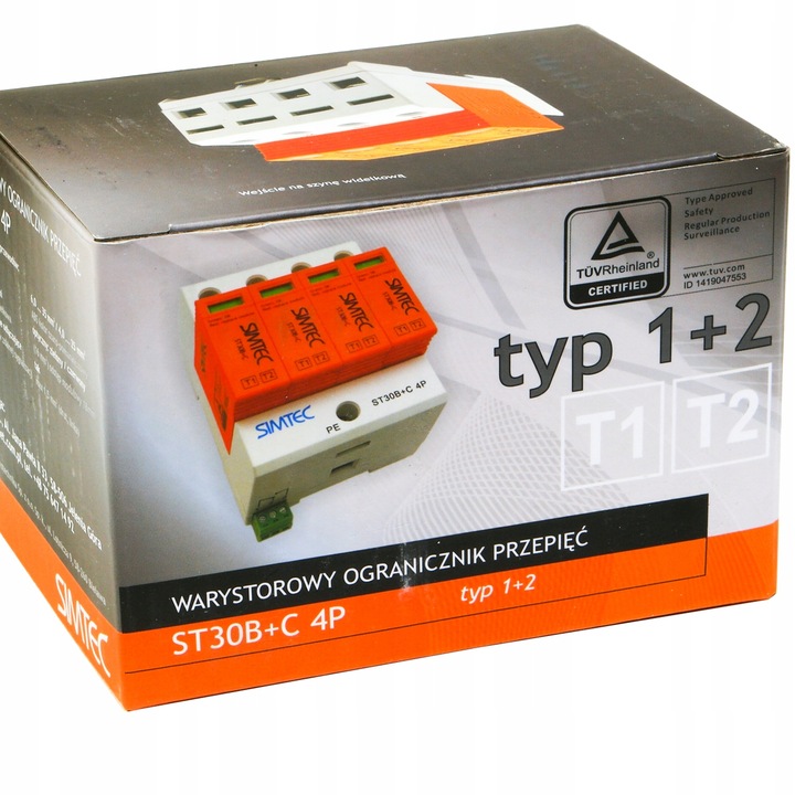 ST30B+C4P OGRANICZNIK PRZEPIĘĆ T1+T2 B+C 4P 4M 30/60KA SIMTEC 85201010