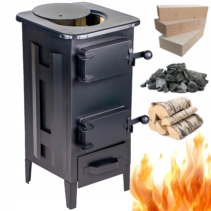 Piec piecyk koza kominek 7cegieł szamotowy ogrzewacz do domu garażu SOLIDNY