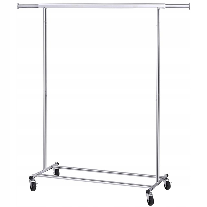 Wieszak na Ubrania Stojak Metalowy na Kółkach Srebrny