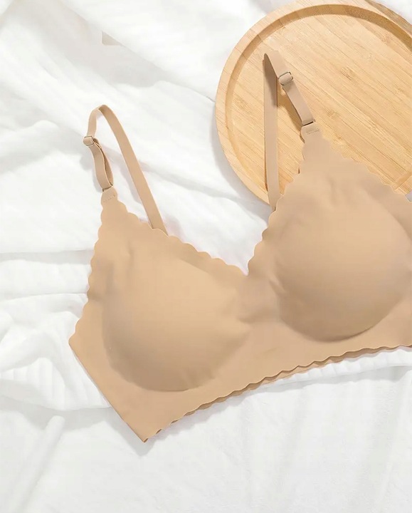 BIUSTONOSZ BEZSZWOWY Stanik Bez Zapięcia Haftek na Prezent Niewidoczny Beż