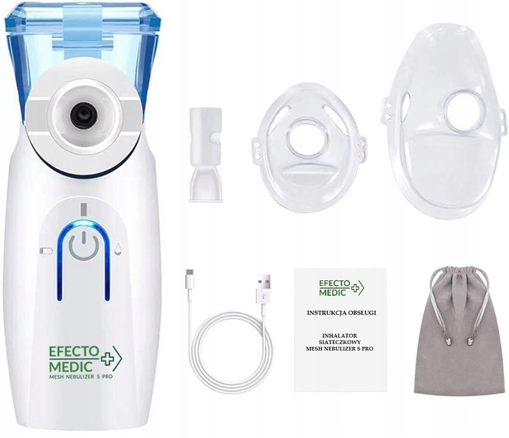 INHALATOR NEBULIZATOR Siateczkowy DLA DZIECI DOROSŁYCH przenośny CICHY SPRO