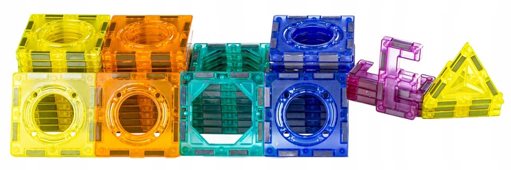 Klocki KONSTRUKCYJNE MAGNETYCZNE Świecące Tor Kulkowy Kulodrom 110 szt