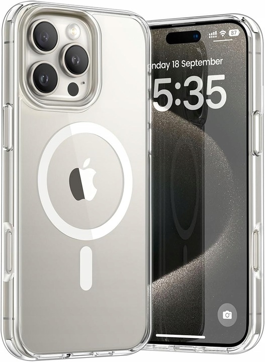 Etui Do iPhone 16 Pro Max +Szkło 9H WZMACNIANE 360° do MAGSAFE CLEAR CASE