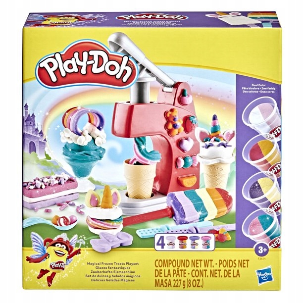 Ciastolina PLAY-DOH MAGICZNA LODZIARNIA TĘCZOWE LODY UNICORN 4 tuby 8 kolor