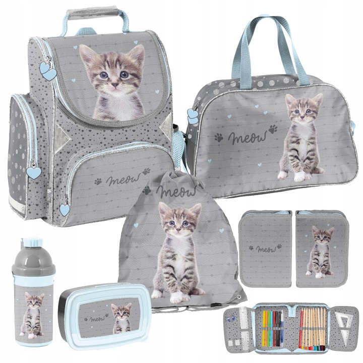 ZESTAW SZKONY PASO KOTEK TORNISTER PIÓRNIK WOREK TORBA BIDON ŚNIADANIÓWKA