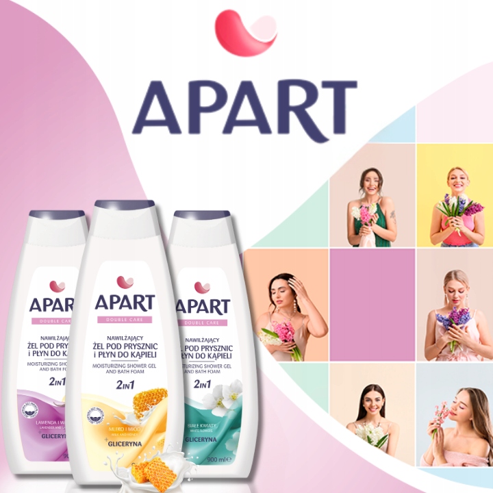 Apart nawilżający żel pod prysznic i Płyn do kąpieli 2w1 MIX Zestaw