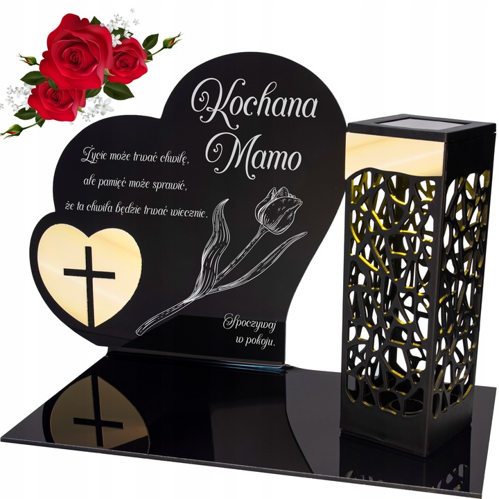 ZNICZ SOLARNY z Grawerem Wieczna Lampka Latarenka LED STATUETKA dla