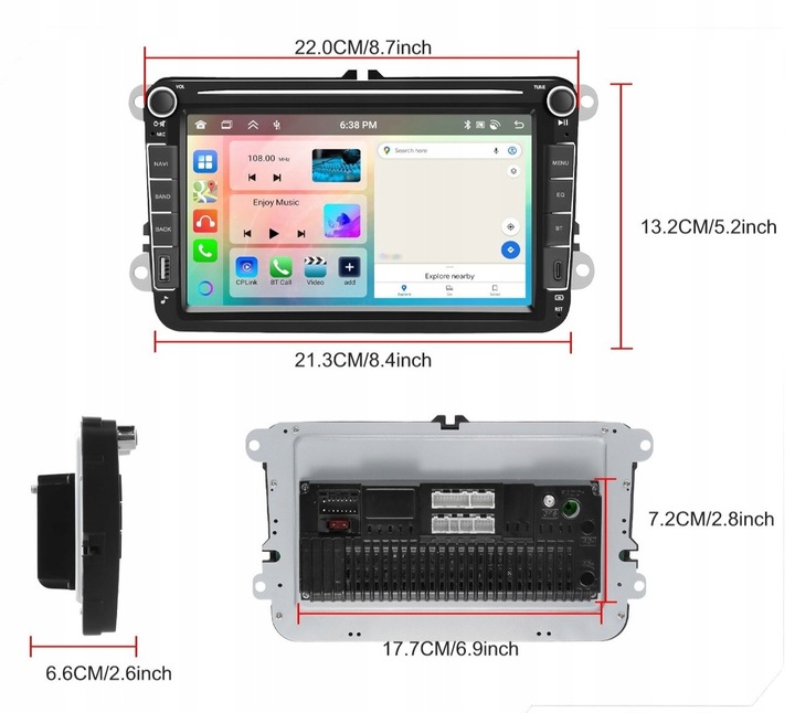RADIO ANDROID 2DIN 4+64 GB 8 CALI VW PASSAT B6 B7 GOLF 5 V 6 VI SKODA