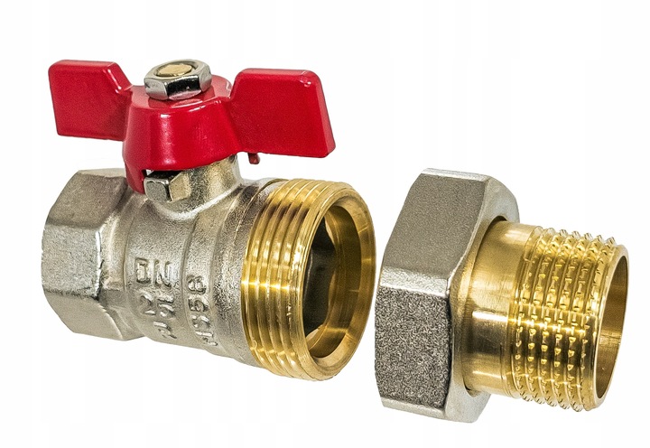 ZAWÓR KULOWY KUREK 1" DN25 MOSIĘŻNY ZE ŚRUBUNKIEM I DŁAWICĄ MOTYLEK