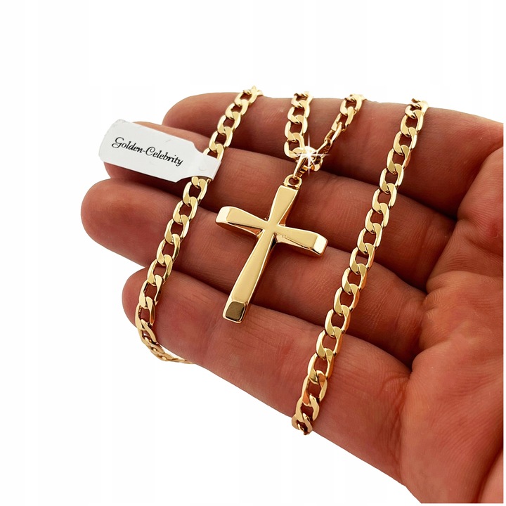 ZŁOTY ŁAŃCUSZEK MĘSKI PANCERKA+KRZYŻYK 18K 55CM PREZENT DLA NIEGO + GRATISY