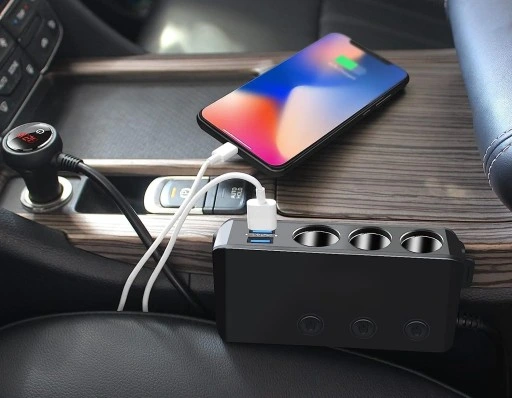 ROZDZIELACZ ROZGAŁĘŹNIK ZAPALNICZKI 4 USB QC i PD