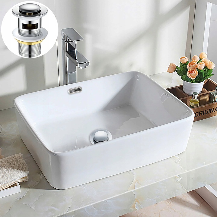 KOREK UMYWALKOWY KLIK-KLAK AUTOMAT z przelewem SREBNY DO UMYWALKI