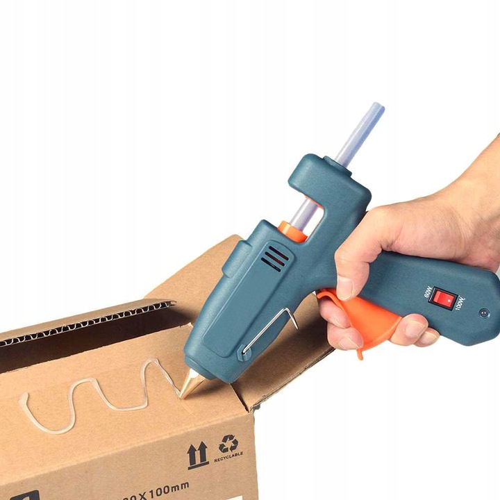 MOCNY PISTOLET DO KLEJU KLEJENIA NA GORĄCO KLEJARKA 100W + DUŻY ZAPAS