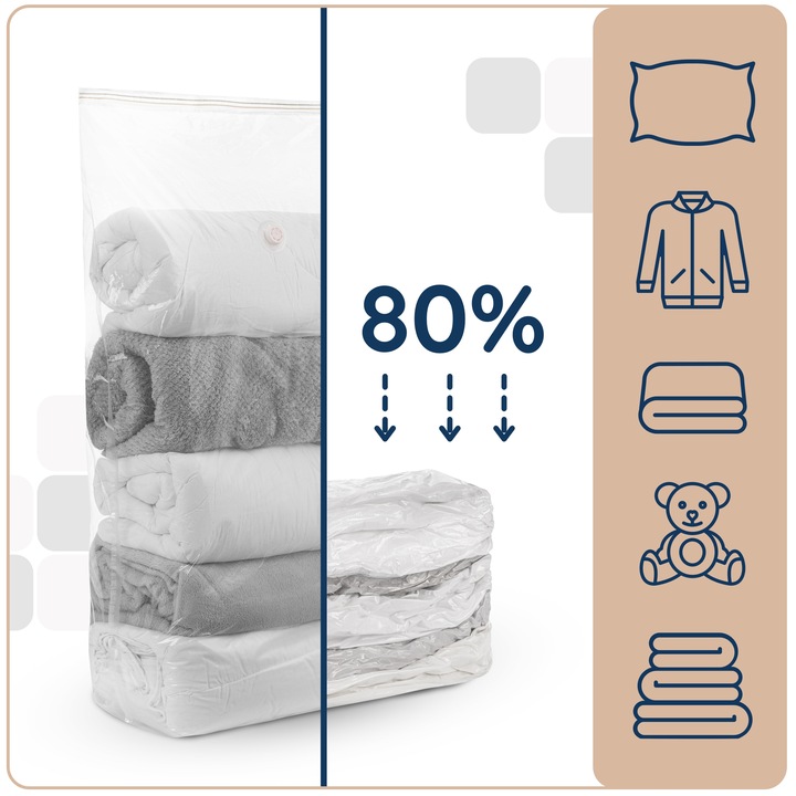 4CONVY 5x Worek próżniowy na pościel kołdrę ubrania 80x100x30 kostka duża