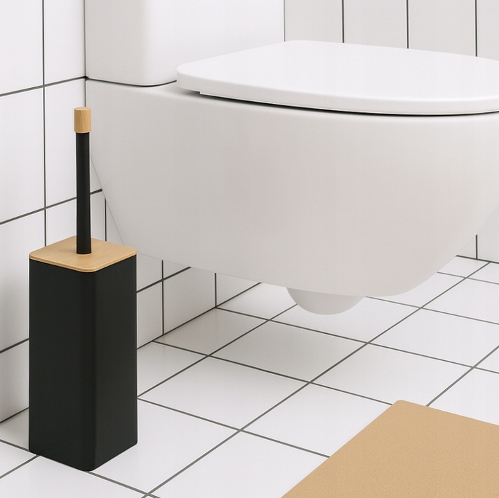 Szczotka do WC toalety czarna łazienkowa toaletowa bambus zamknieta