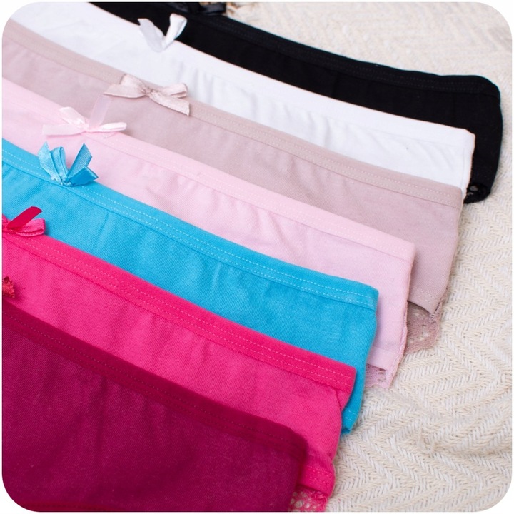 Majtki Koronkowe Bawełniane Wielokolorowe Damskie Figi Wygodne S 7-PAK