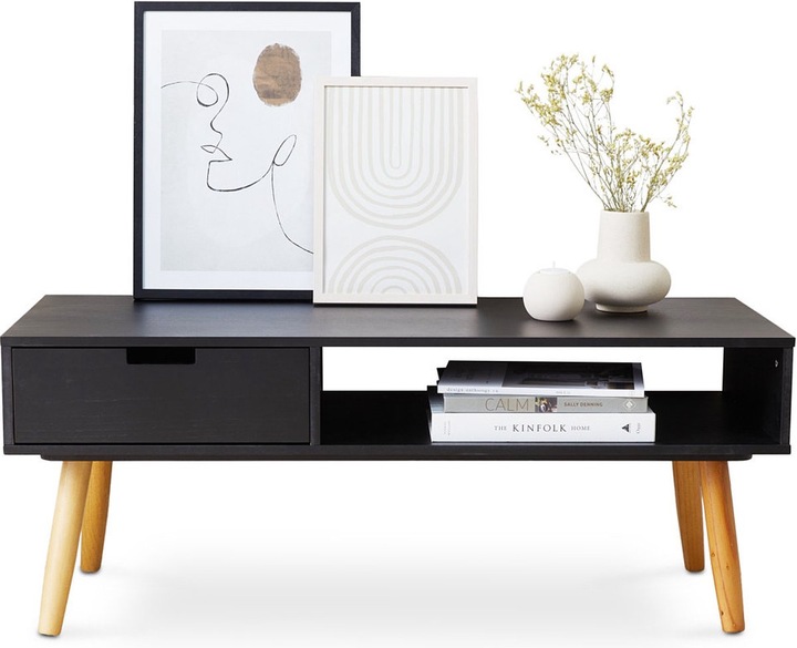 KOMODA Szafka RTV Kredens Regał na Telewizor z Szufladą CZARNY