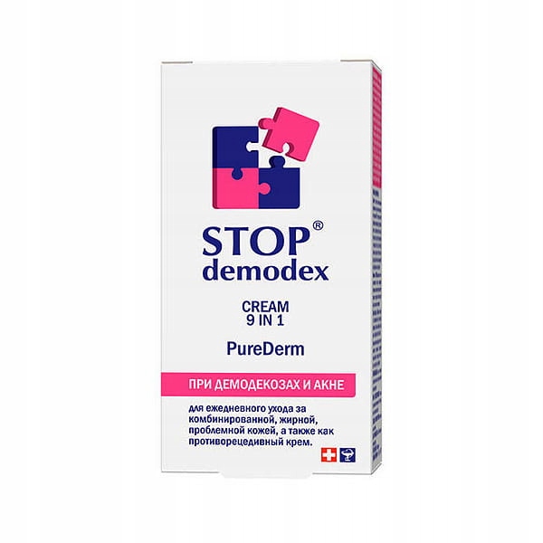 KREM DO TWARZY 9w1 Pure Derm STOP DEMODEX Demodekoza Nużyca Trądzik 50ml