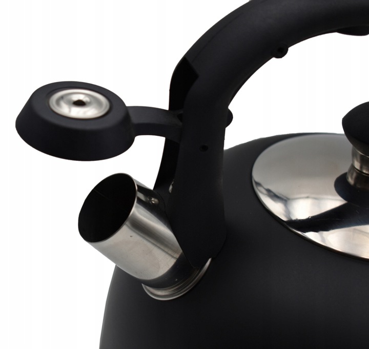 CZAJNIK INDUKCJA GAZ Z GWIZDKIEM TRADYCYJNY CZARNY MATOWY POJEMNY 2,5 L