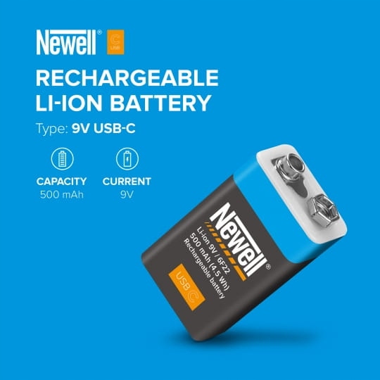 Bateria 9V R9 Z Wbudowanym USB-C Newell 500mAh