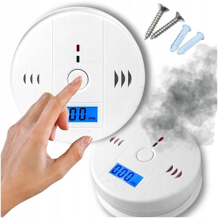 Czujnik Czadu Certyfikowany Detektor Tlenku Węgla Bezprzewodowy LCD Alarm