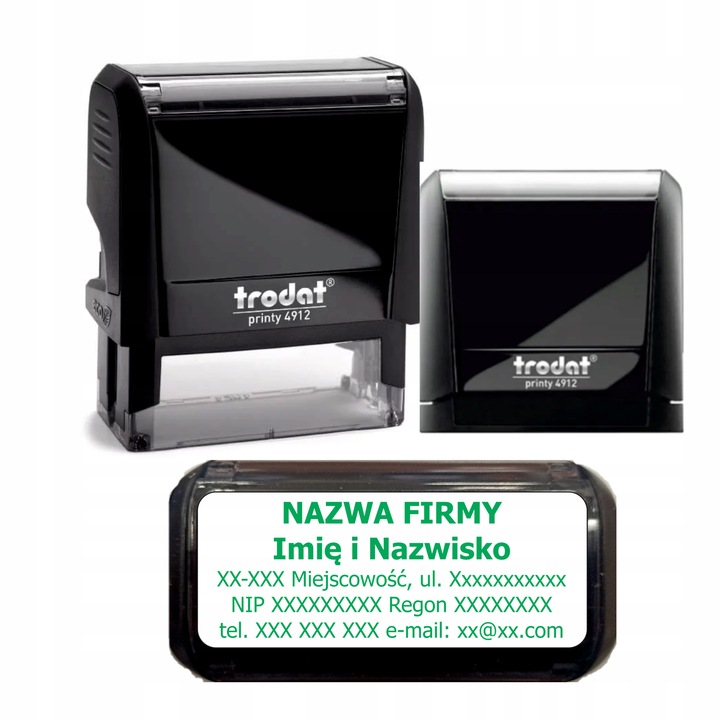 Pieczątka firmowa biurowa Trodat Printy 4912 czarna jakość premium