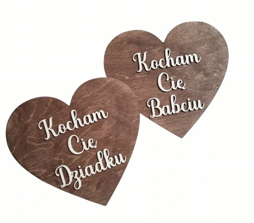 TABLICZKI DO ZDJĘĆ KOCHAM CIĘ BABCIU DZIADKU SERCE DZIEŃ BABCI 2 SZT