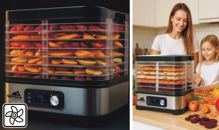 suszarka spożywcza do grzybów owoców warzyw ziół INOX 5 sit 450 W