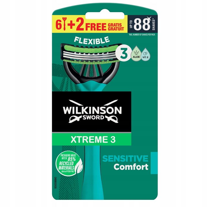 Wilkinson Xtreme3 Sensitive maszynki do golenia 8 x3