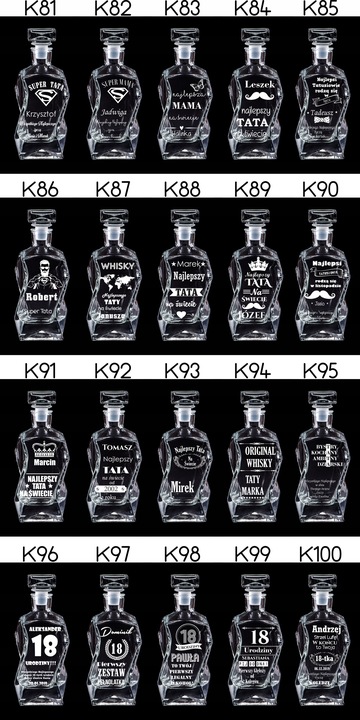 KARAFKA DO WHISKY Z GRAWEREM 6 SZKLANEK URODZINY ŚLUB ROCZNICA ŚWIADEK