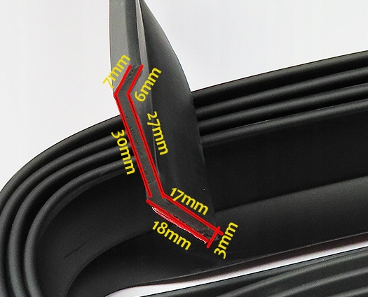 UNIWERSALNA dokładka zderzaka przedniego spoiler GUMOWA 2,5m SPOJLER OSŁONA