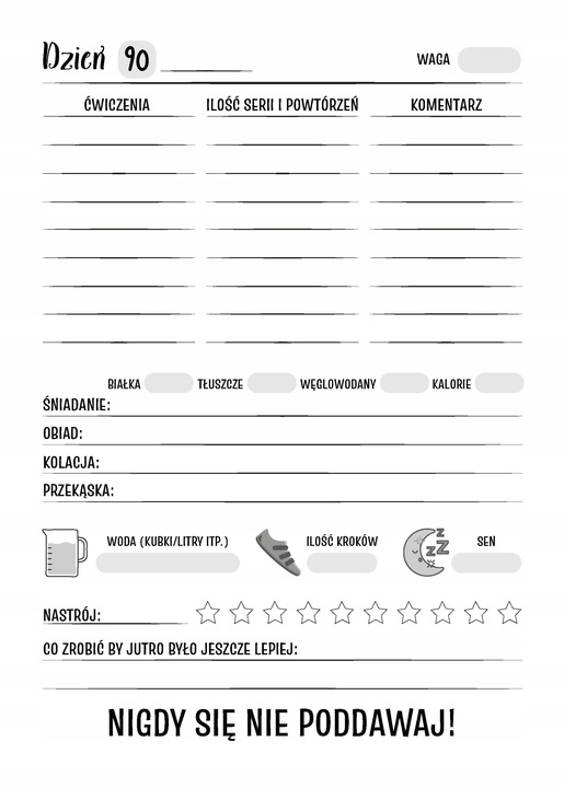 Fit Planer Dziennik Trening Fitness Dieta Zdrowie