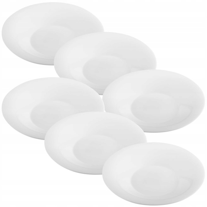 KOMPLET Talerz głęboki 6 sztuk CLASSIC 24,1cm białe szkło opal
